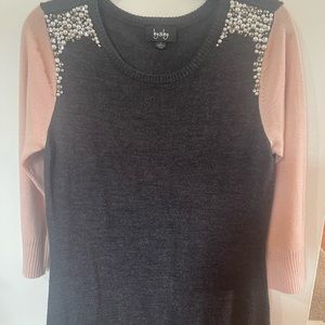 Women’s Fitted Sweater Dress with pearl and crystal detailing Large